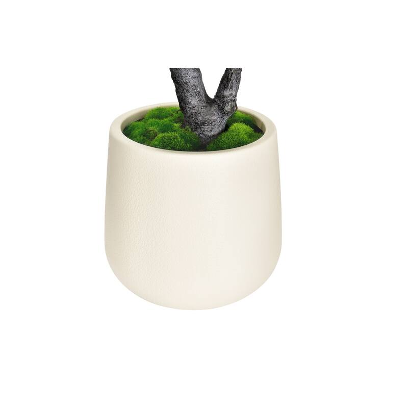 Artificial Fiddle Leaf Fig Tree in White Decor Pot, Faux Green Plant