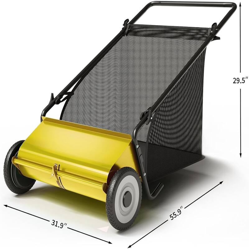 26 in Push Lawn Sweeper for All Terrains 7 cu. ft. Collection Bag 4 Brushes and Adjustable Height