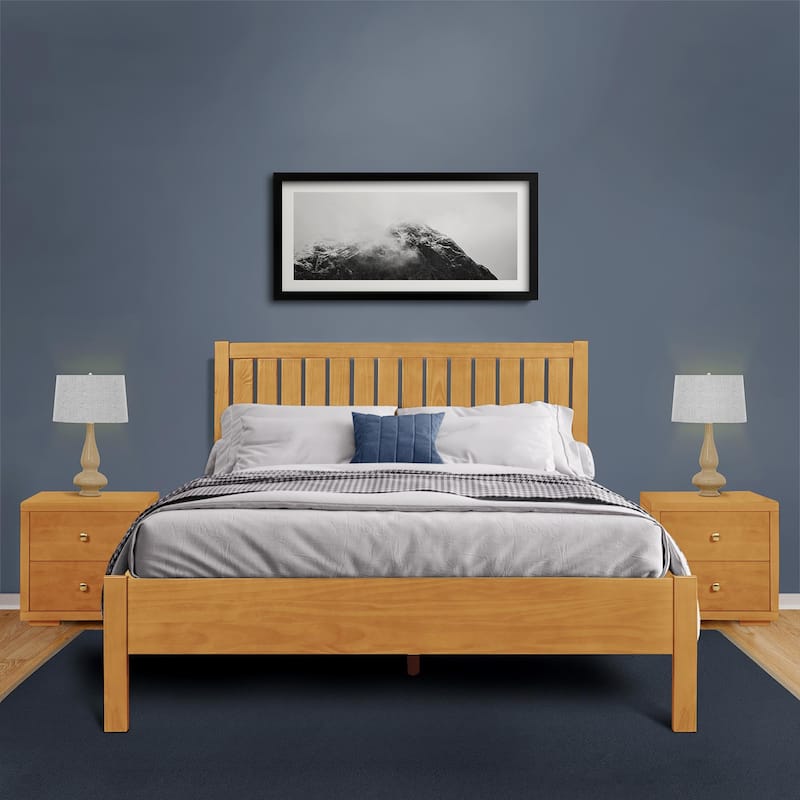 Graham Wooden Platform Bed with Slatted Headboard