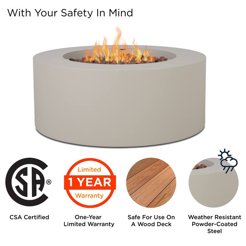 Aegean 36" Round LP Fire Table w/NG Conversion kit by Real Flame