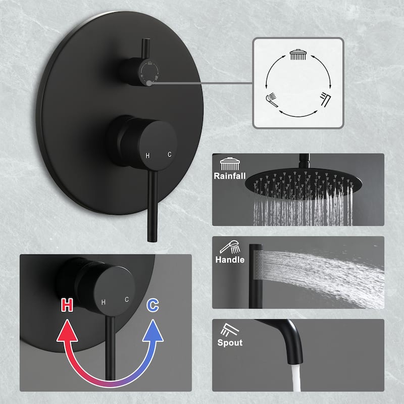 10-Inch Three-function Wall-mounted Round Shower Set