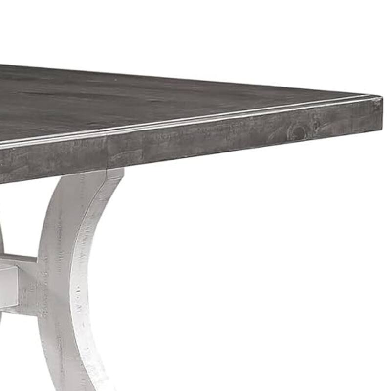Eya Extendable Dining Table, 68-86 Inch Gray Top, Distressed White - Distressed White, Dark Gray