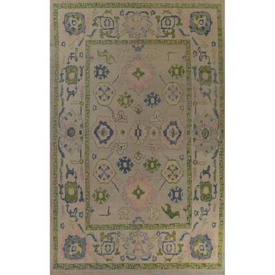Hand Knotted Oriental 100% Wool Carpet Transitional All-Over Beige & Ivories Oushak Area Rug - 14' 5'' X 9' 7''