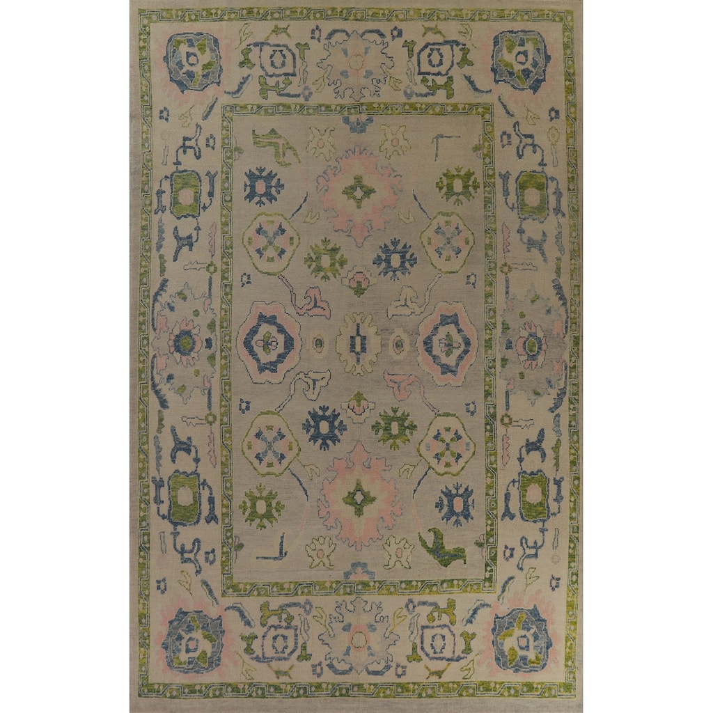 Hand Knotted Oriental 100% Wool Carpet Transitional All-Over Beige & Ivories Oushak Area Rug - 14' 5'' X 9' 7''