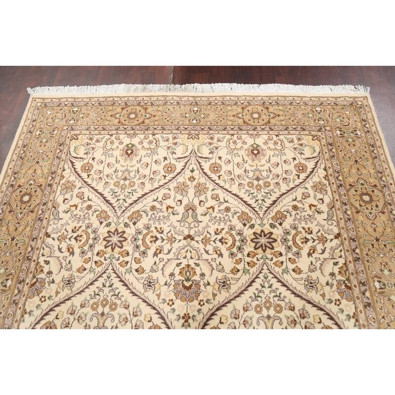 Floral Tabriz Oriental Wool Area Rug Hand-knotted Vegetable Dye Carpet - 6'0" x 9'2"