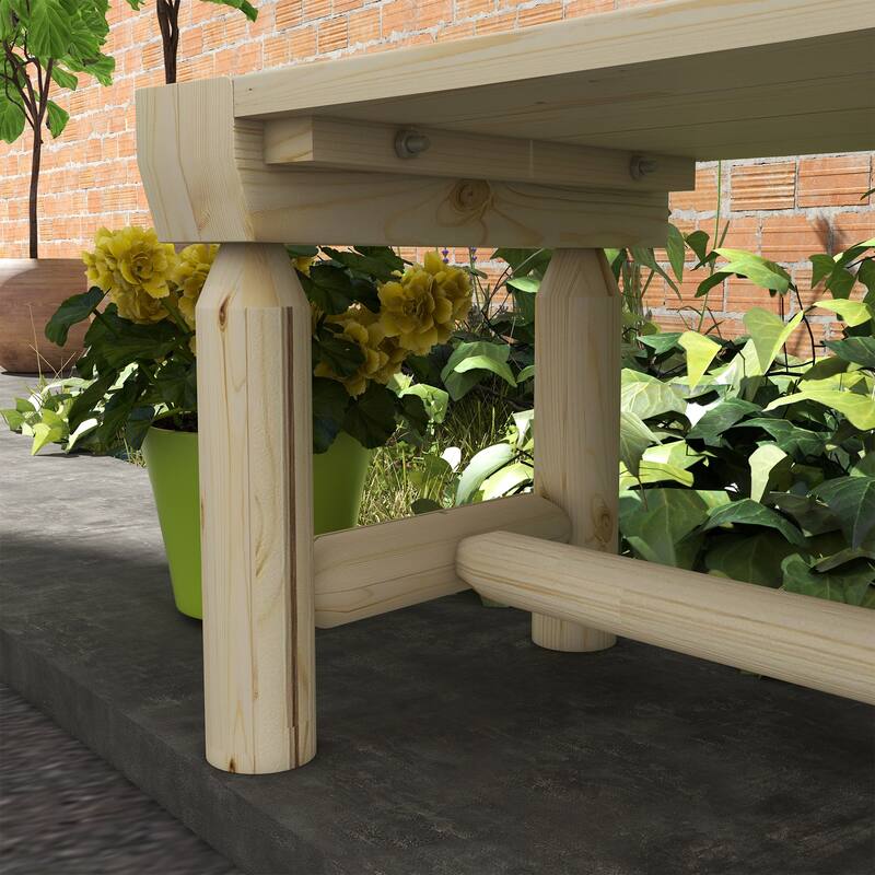 Outsunny Wooden Garden Bench, Semicircular Round Outdoor Tree Bench