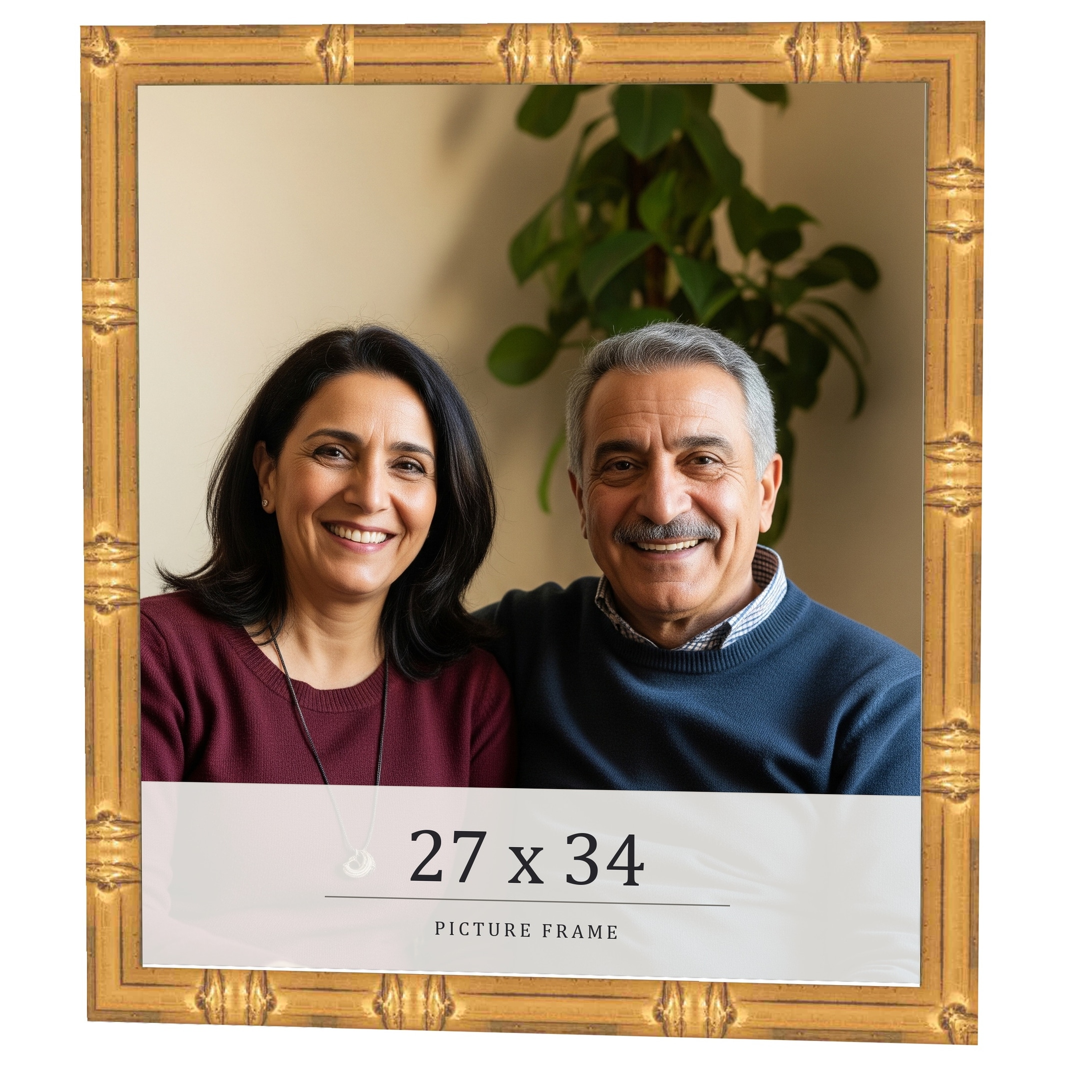 27x34 Frame Gold Bamboo Solid Wood Picture Frame | 1 Inch Moulding