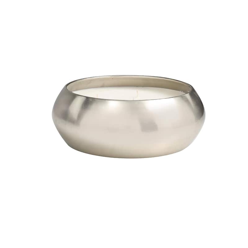 Silver Metal Sweet Bamboo Scented Wide Wick Candle with White Wax