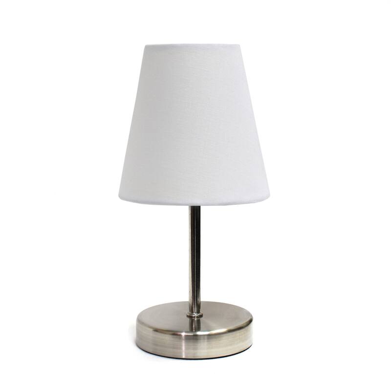 10.5" Petite Metal Stick Lamp in Sw Nickel w Fabric Shade