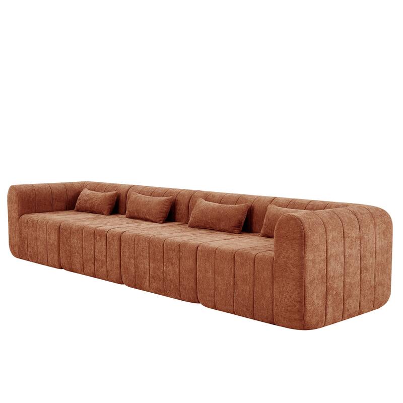 145.5" Modular Sofa Couch, Modern Sectional Sofa for Living Room, Polyester Upholstered Cloud Couch with Deep Seat