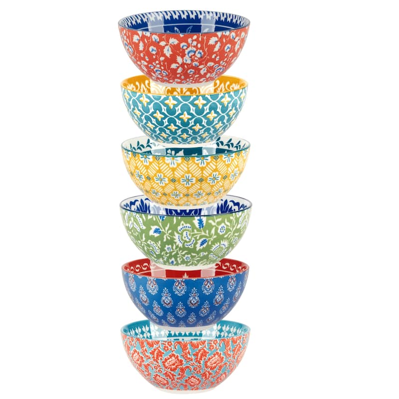 Certified International Panache Set of 6 All Purpose Bowl 4.75" 6 asst - 4.75" Diam x 2.25"