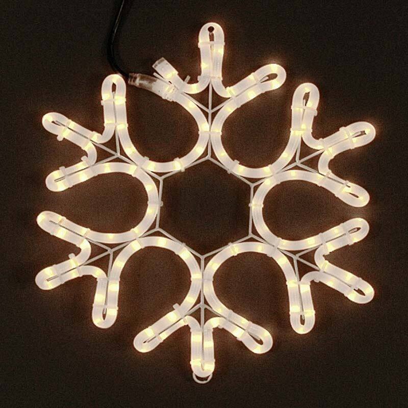 Christmas Snowflake Incandescent Rope Light Sculpture, Frosted White
