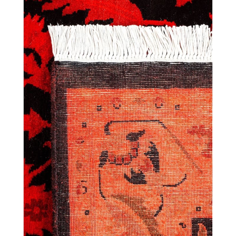 Overton Hand Knotted Wool Vintage Inspired Modern Contemporary Overdyed Red Area Rug - 3' 1" x 5' 0"