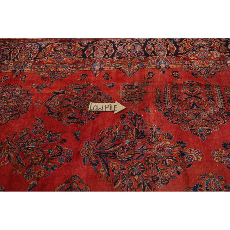 Hand Knotted Oriental 100% Wool Carpet Traditional All-Over Oranges & Rust Kashan Area Rug - 13' 11'' X 10' 0''