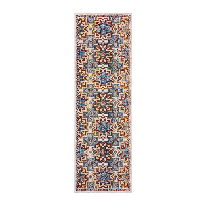 Gertmenian Reyes Corda Southwestern Geometric Grey/Rust/Teal Medallion Area Rug