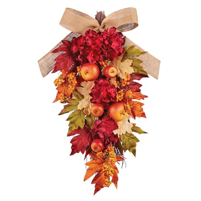Multicolor Autumn Leaves Floral Apple Hanging Swag - 12 x 22 x 5