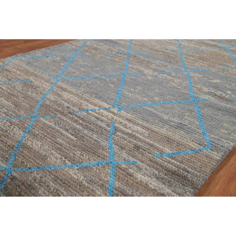 Trellis Moroccan Oriental Area Rug Hand-Knotted Wool Carpet - 4'0"x 6'10"