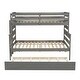 preview thumbnail 17 of 34, Twin Over Full Bunk Bed with Twin Trundle, Solid Wood Bunk Bed Frame with Ladder and Guardrail, Can Be Separated into 3 Beds