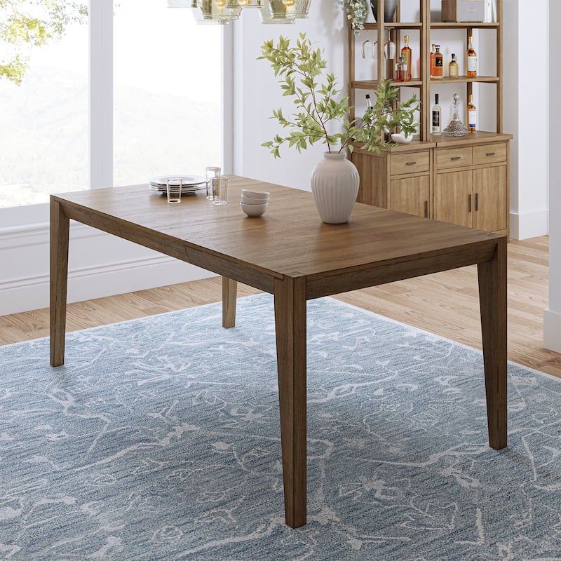Estela Mid-century Modern Natural Rubberwood 70 in Four Leg Dining Table Seats 8 by HULALA HOME