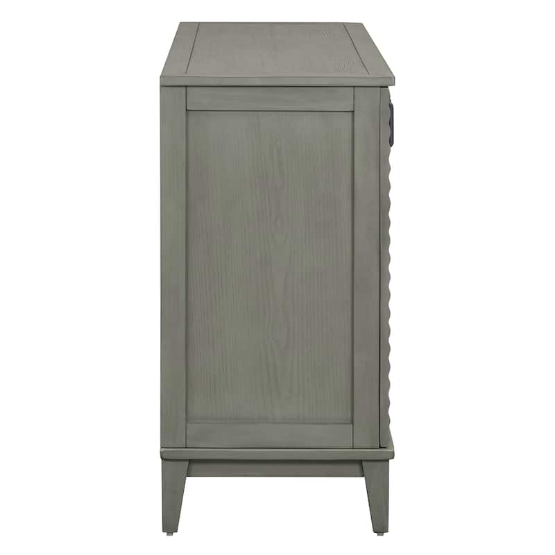 Sideboard Cabinet with 4 Door, Buffet Cabinet with Metal Handles, Wooden Storage Cabinet with Adjustable Shelves