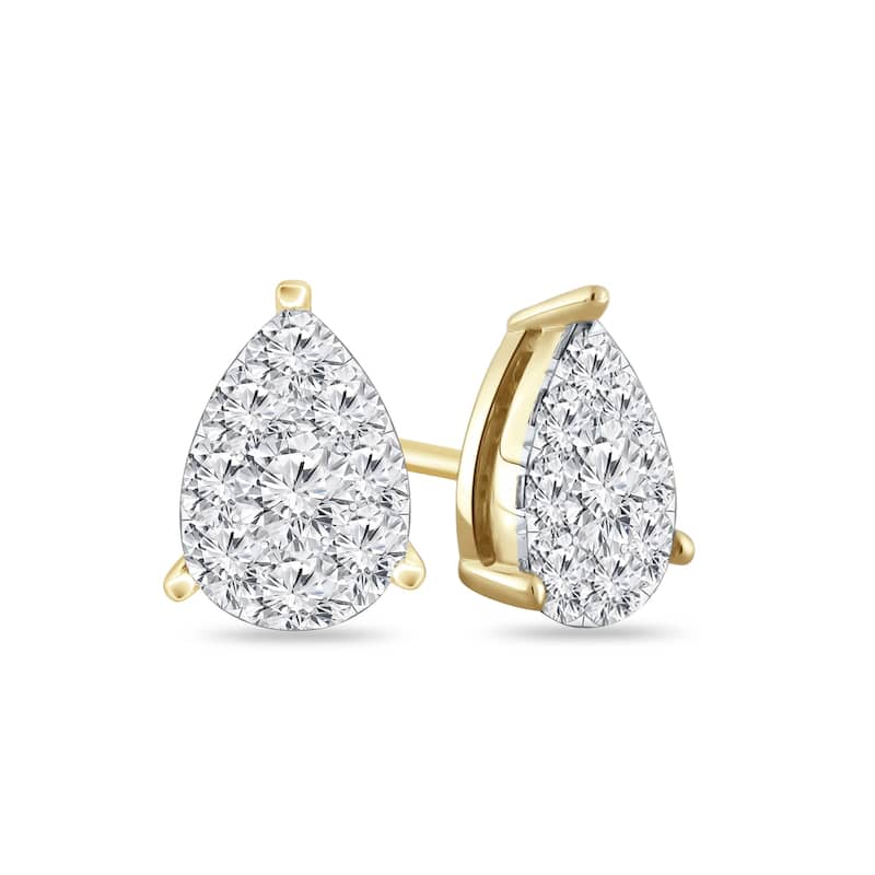 Auriya 14k Gold 1/4ctw Teardrop Pave Diamond Stud Earrings (H-I, I1-I2)