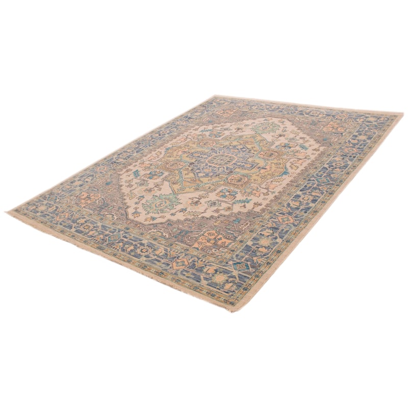 ECARPETGALLERY Hand-knotted Modern Oushak Ivory Wool Rug - 9' x 12' 4"