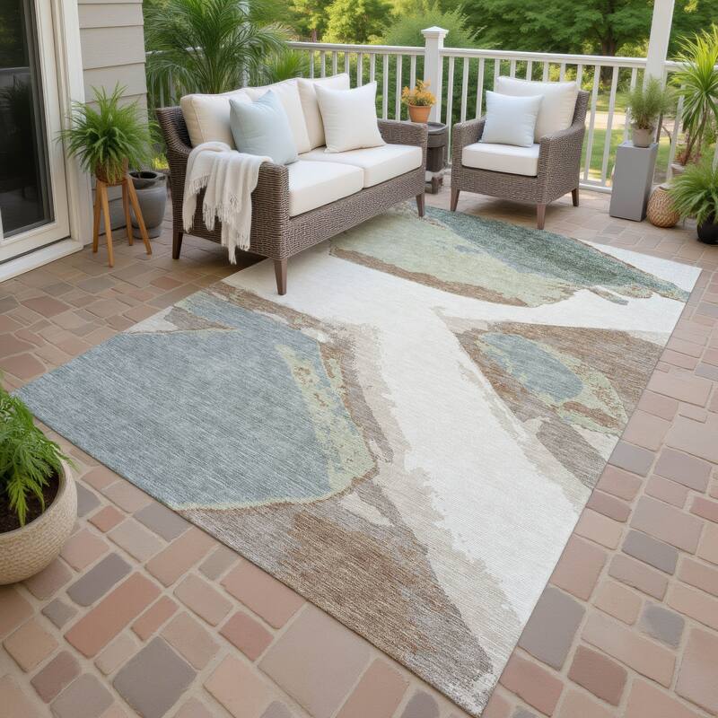 Machine Washable Indoor/ Outdoor Modern Cheney Chantille Rug - Ivory - 5' x 7'6"