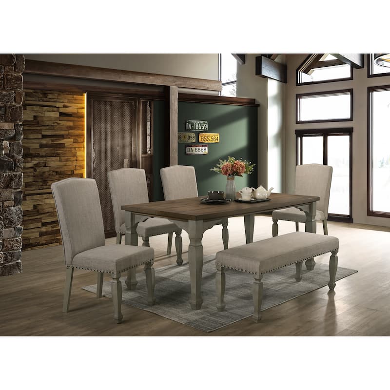 The Gray Barn Willow Springs Antique Grey and Dark Oak Finished Wood 6-piece Dining Set