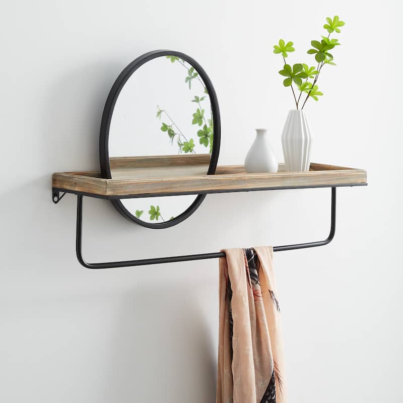 Kaylor Modern Farmhouse Shelf with Mirror