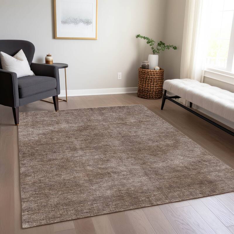 Machine Washable Indoor/ Outdoor Simple Solid Chantille Rug