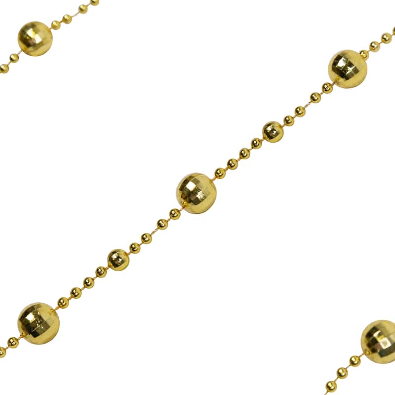 15'x0.5" Shiny Gold Mirrored Disco Ball Beaded Artificial Garl