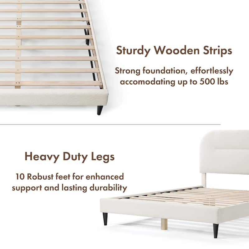 Furniture of America Gail Modern White Boucle Adjustable Queen-Size Platform Bed
