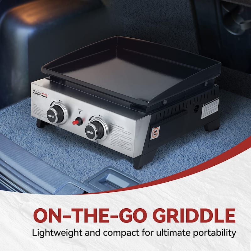 Royal Gourmet Portable 2-Burner Portable Grill Griddle,Black & Silver