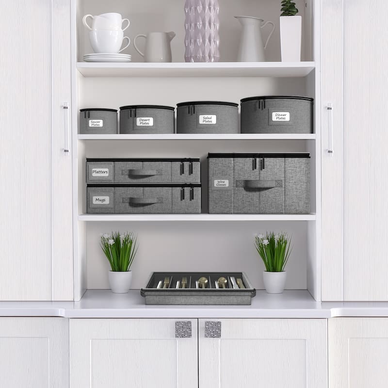 8-Piece China Dinnerware Storage Set - Grey