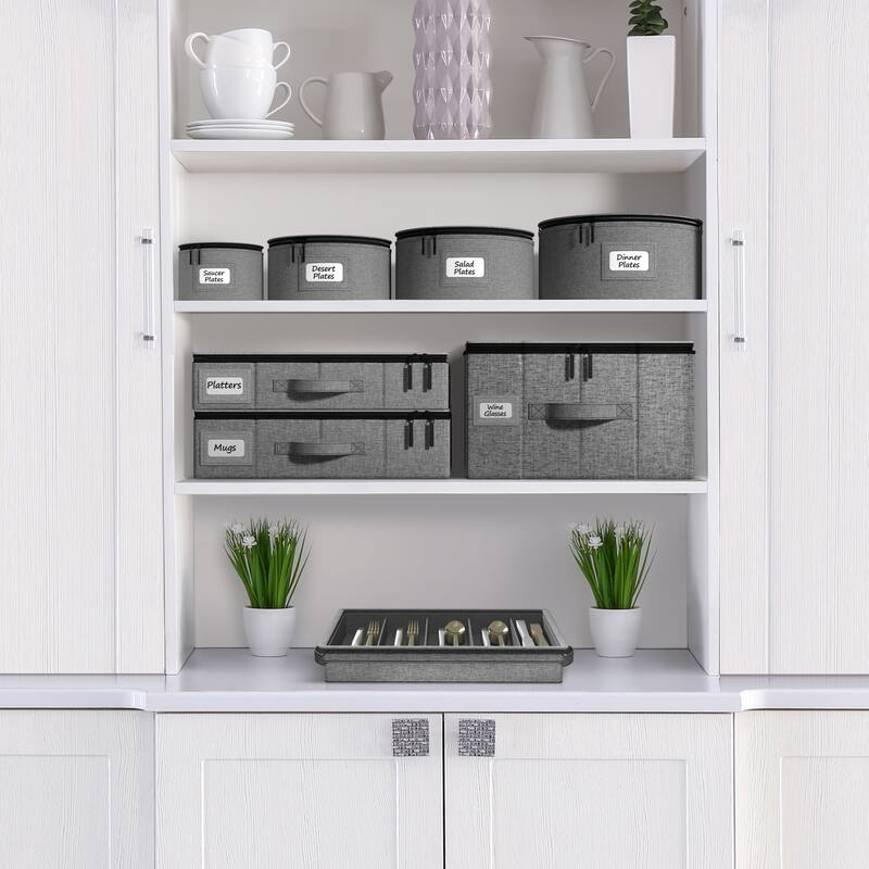 Sorbus 6-Piece Stackable Plate, Glass and Mug Carrier Set for Dinnerware Organization and Storage with Felt Plate Protector
