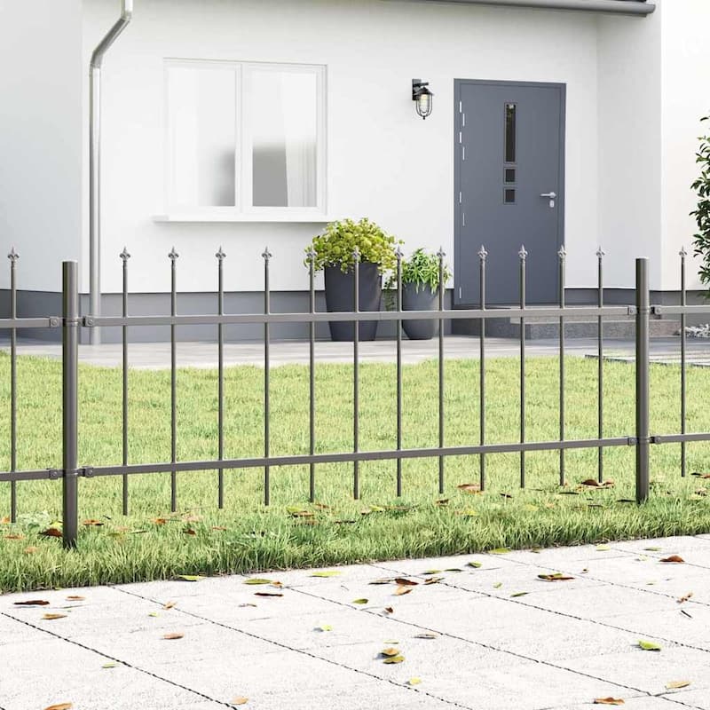 vidaXL Garden Fence Gray Powder-coated steel - 66.9 x 1.3 x 43.3 inch