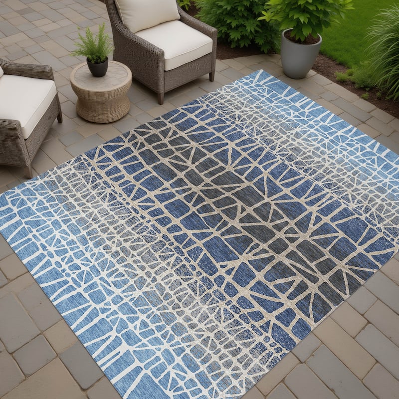 Machine Washable Indoor/ Outdoor Boho Global Chantille Rug