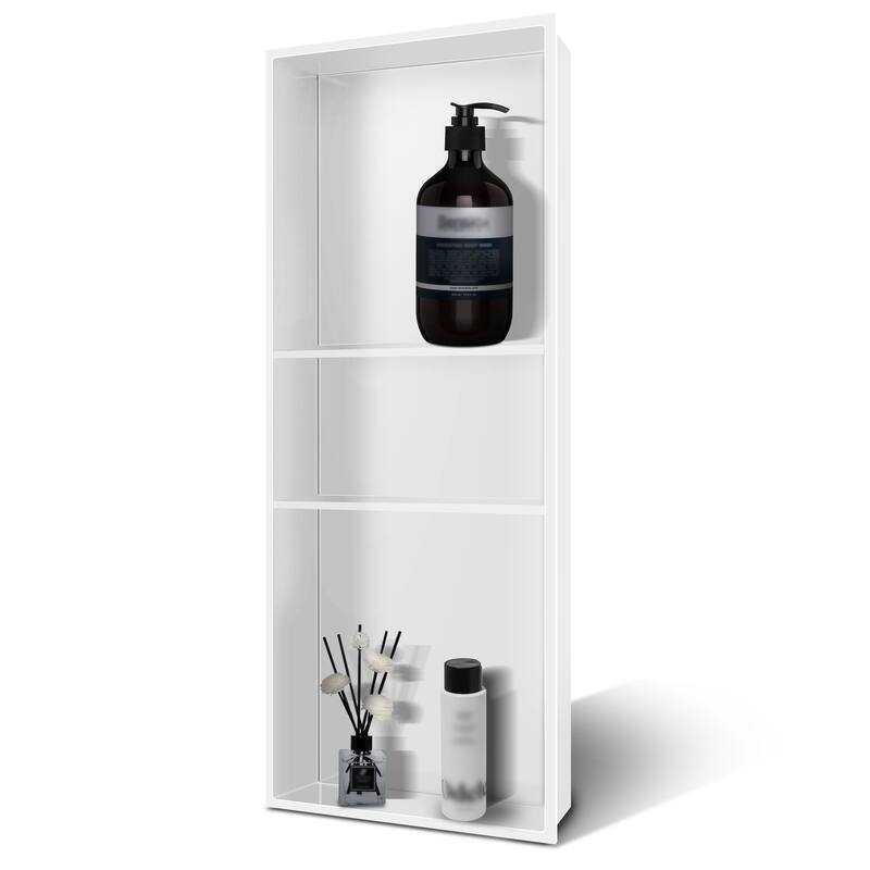 WIZ 12.8-inch W x 30.8-inch H x 4-inch D Stainless Steel Shower Niche - White