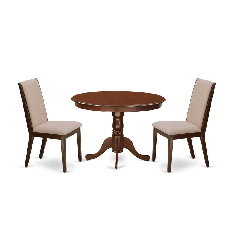 3-Piece Mahogany Finish Solid Wood Top-Dining Room Set-Seats 4