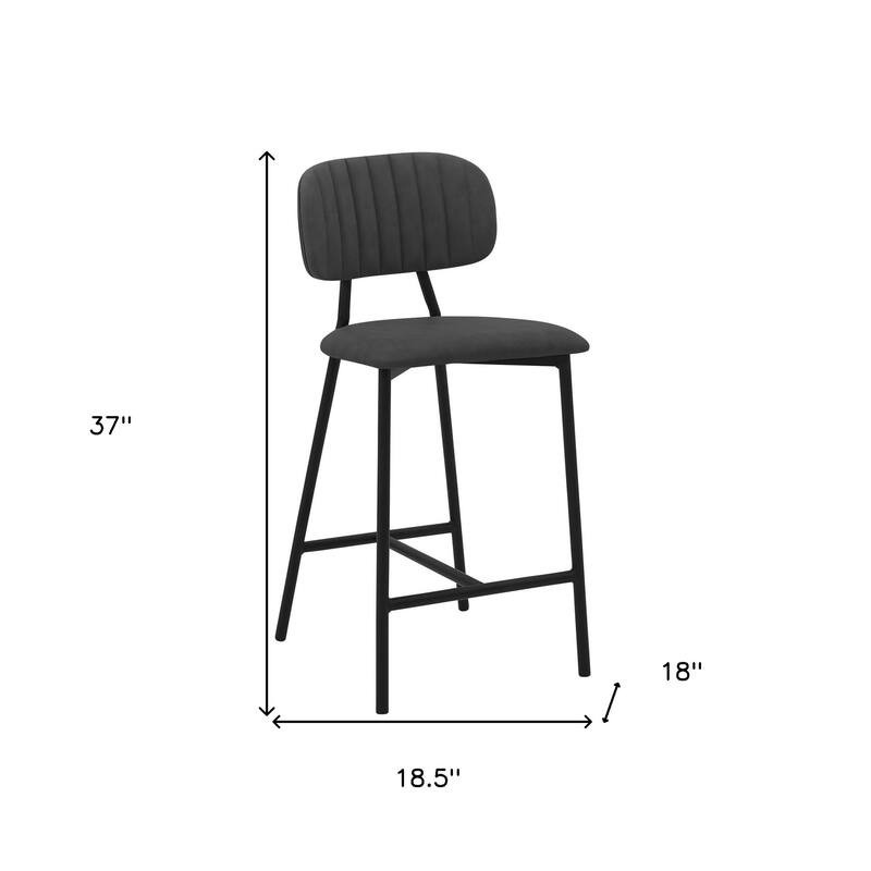 26" Stylish Foam Cushion Saddle Seat Counter Bar Stool with Faux Leather Upholstery and Iron Frame - 37" H x 18" W x 18.5" D