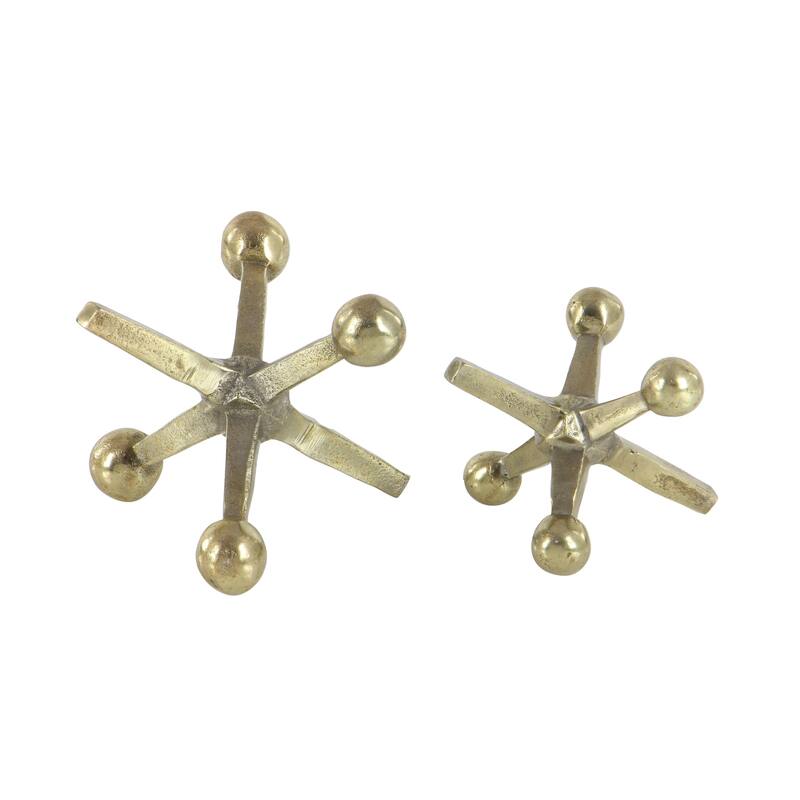 Aluminum Metal Jack Decorative Sculpture - Set of 2 Gold or Silver - Roche River Decor