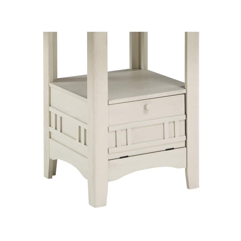 Antique White and Rosy Brown Finish Counter Height 1pc Dining Table w Extension Leaf and Storage Base Traditional Design
