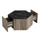 preview thumbnail 12 of 28, Christopher Knight Home Hexagonal Rustic Retro Wood Coffee Table with Marble Tops and Drawers