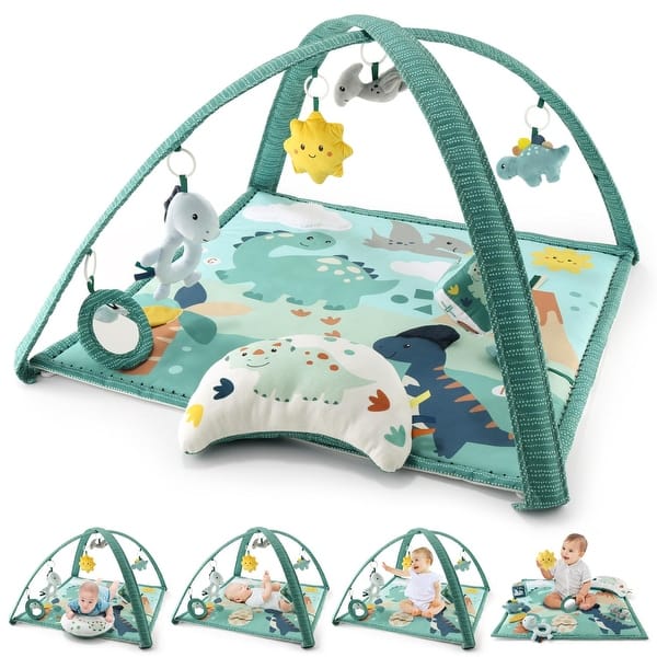 slide 2 of 5, The Peanutshell Dino 7-in-1 Activity Play Gym & Play Mat for Baby - Multi-Color