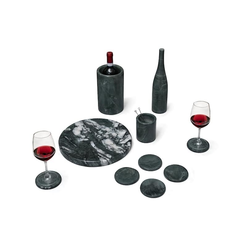 Roomfitters Natural Marble Dining Room Accessories Set, Luxury 10-Piece Genuine Stone Tabletop Collection