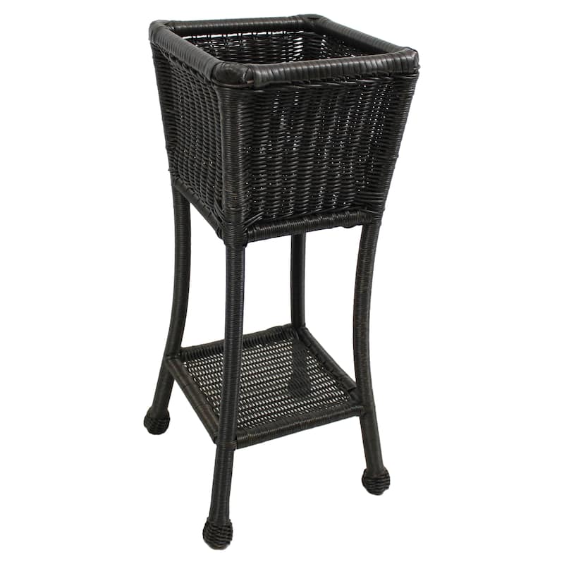 Maui Resin Wicker/ Steel Square Planter - Antique Black