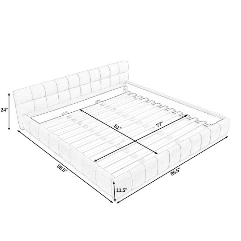 Roomfitters King Upholstered Low Platform Bed, Chenille Fabric Frame with Headboard, No Box Spring Needed