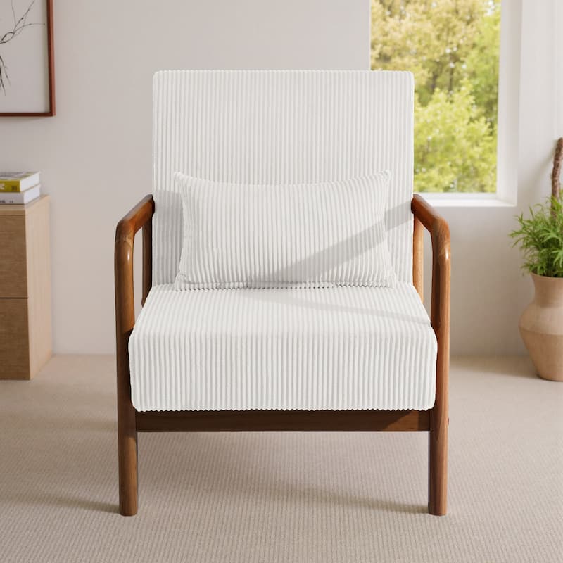 Mid-Century Upholstered Accent Chair with Wood Frame