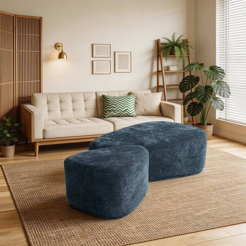 Oversized Triangle Cocktail Ottoman (Set of 2) - Navy