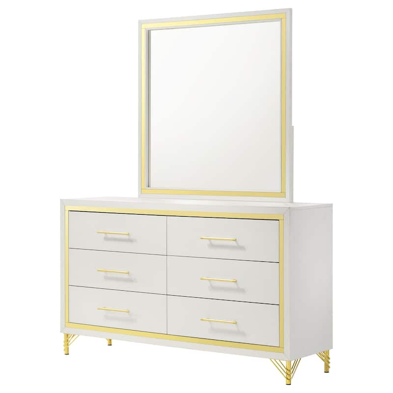 Lucia Modern Classic 6-drawer Dresser White